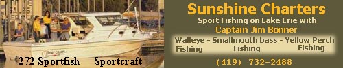 Sunshine Charters Lake Erie Port Clinton Fishing Charters Phone 419-732-2488 &nbsp;&nbsp;412-824-1912