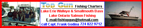 Top Gun Charters Lake Erie Port Clinton Fishing Charters office 724-927-6912 boat 814-336-8459